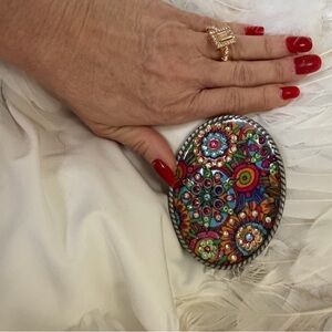 Colorful Floral Oval Buckle